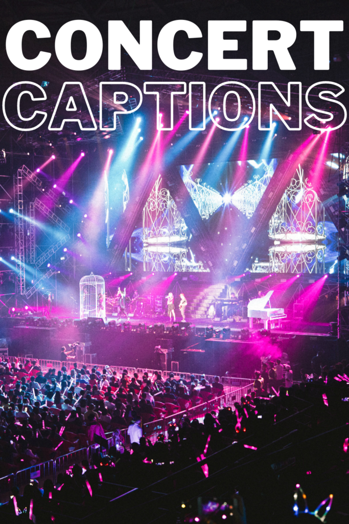 text reads "concert captions" with a wide shot of a crowd watching a concert. 